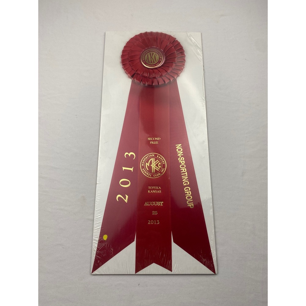2013 AKC Manhattan Kansas Kennel Club Second Prize Ribbon Non-Sporting Group Red